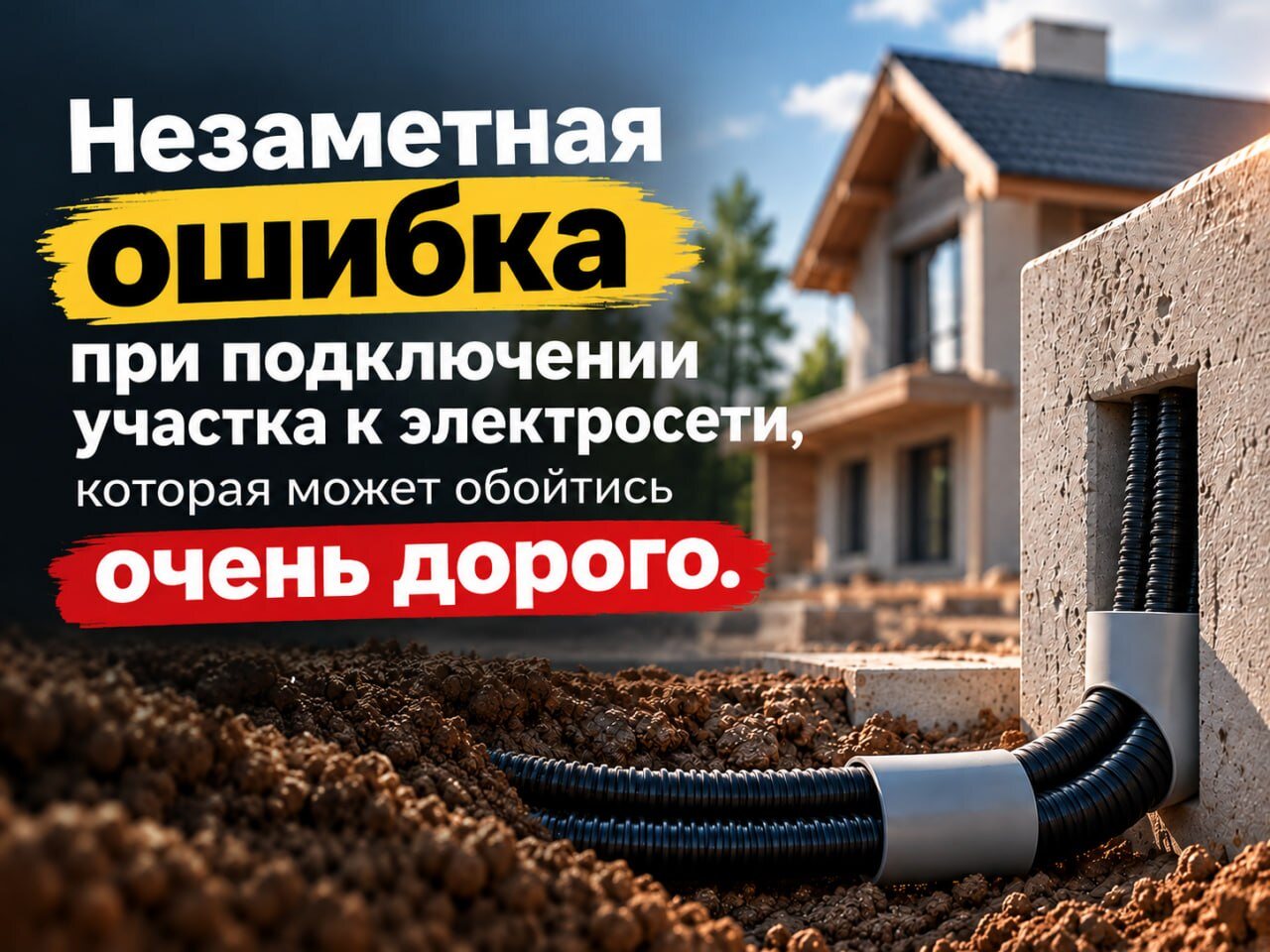 Ввод электрического кабеля в дом через фундамент